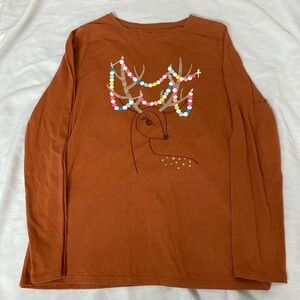 Cat & jack deer Christmas long sleeve t shirt size XL 14/16
